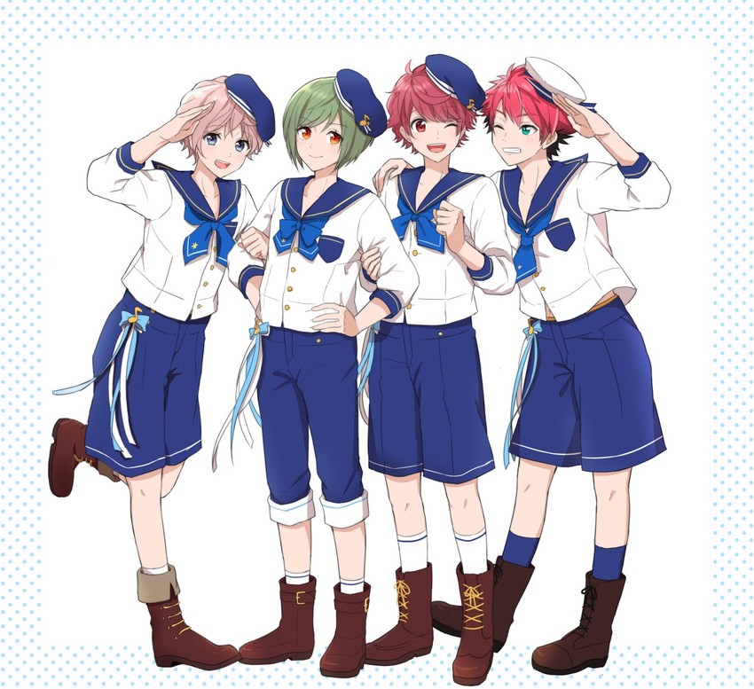 rurikawa yuki, sakisaka muku, sakuma sakuya, and nanao taichi (ensemble stars! and 1 more) drawn by mugio_(mugiojisan)