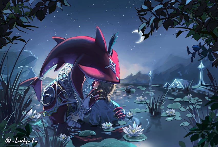 link and sidon (the legend of zelda and 1 more) drawn by na_nako