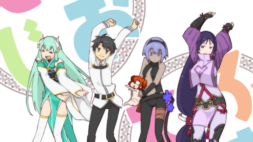 fujimaru ritsuka, minamoto no raikou, kiyohime, and hassan of serenity (fate and 2 more) drawn by i.u.y
