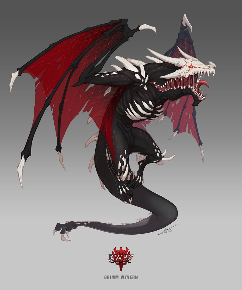 grimm and grimm dragon (rwby) drawn by uyalago
