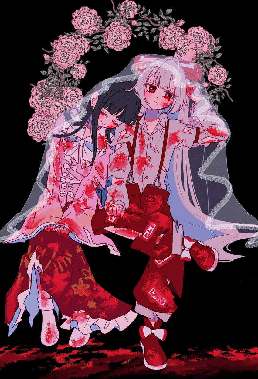 fujiwara no mokou and houraisan kaguya (touhou) drawn by ta_mi_01000