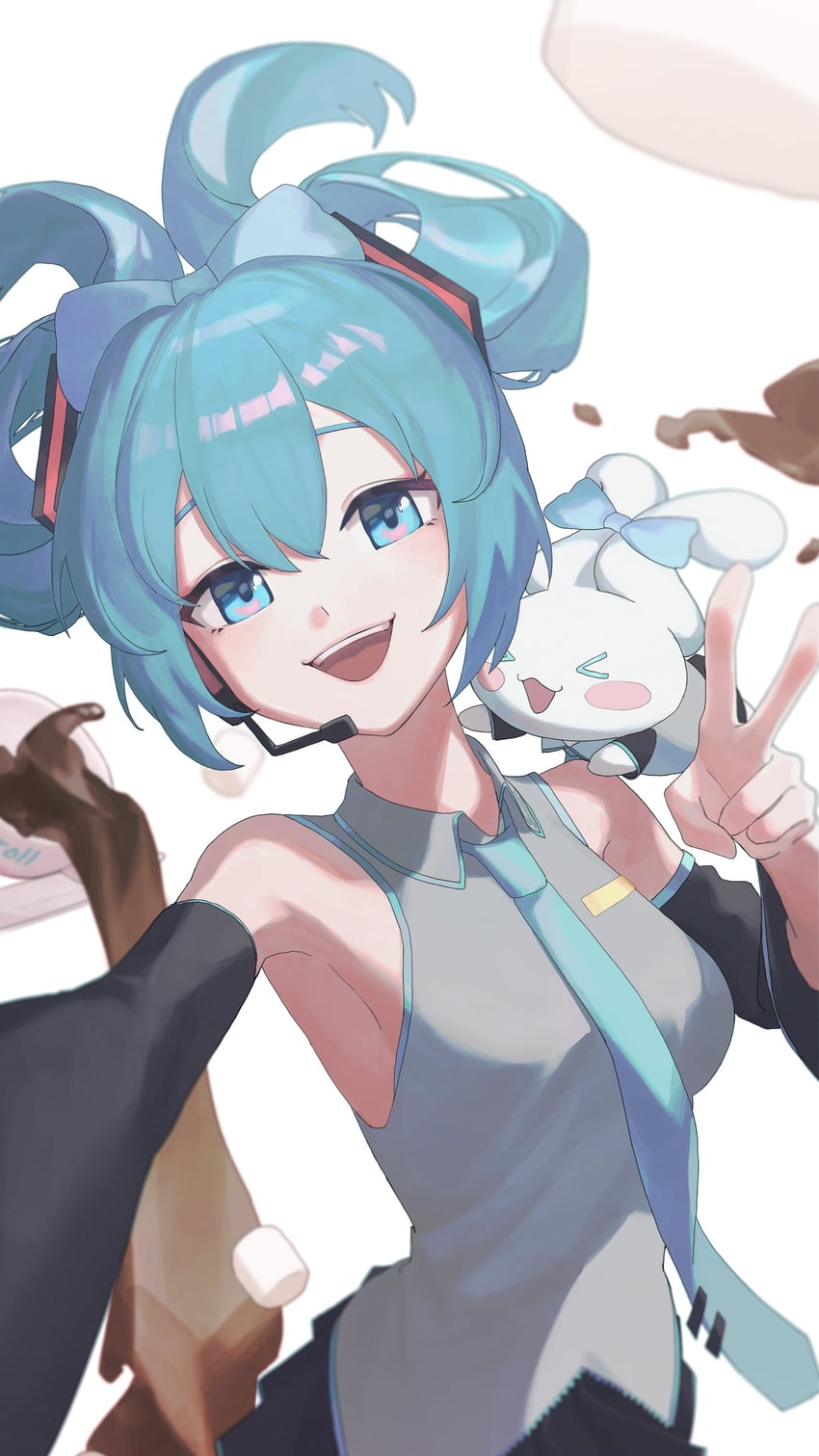 hatsune miku, cinnamoroll, and cinnamiku (vocaloid and 2 more) drawn by klakmon