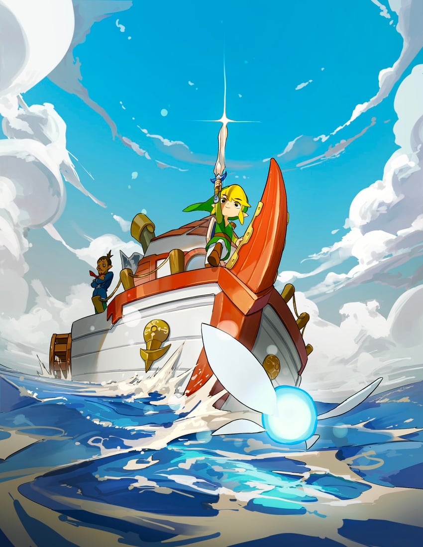 link, toon link, linebeck, and ciela (the legend of zelda and 1 more) drawn by two_pokemon