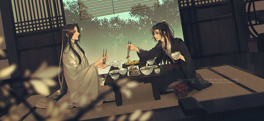 wei wuxian and lan wangji (modao zushi) drawn by minataka94