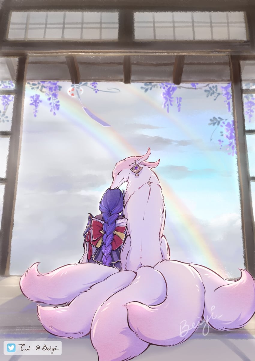 raiden shogun and yae miko (genshin impact) drawn by beiyi