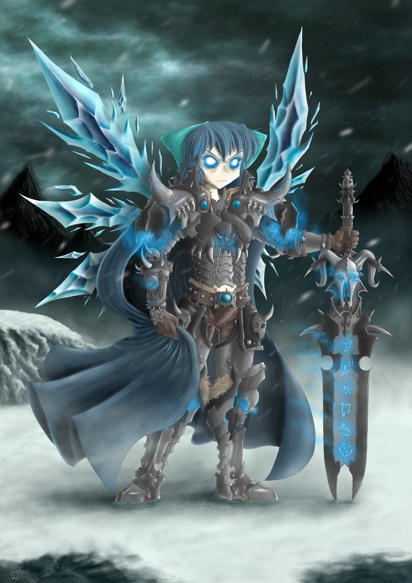 cirno and death knight (touhou and 2 more) drawn by blackmorass