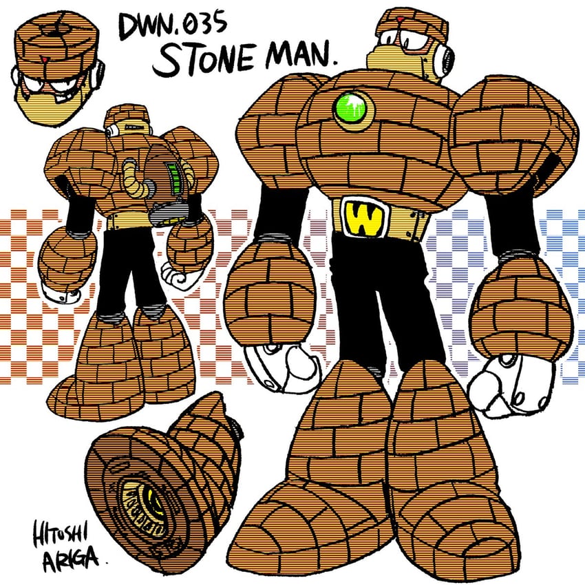 stone man (mega man and 2 more) drawn by ariga_hitoshi