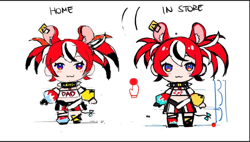 hakos baelz (hololive and 1 more) drawn by hakos_baelz_(artist) and ninomae_ina'nis_(artist)
