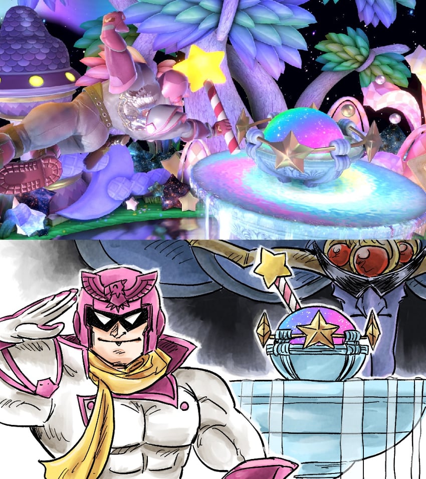 captain falcon and nightmare (kirby and 3 more) drawn by kicdon