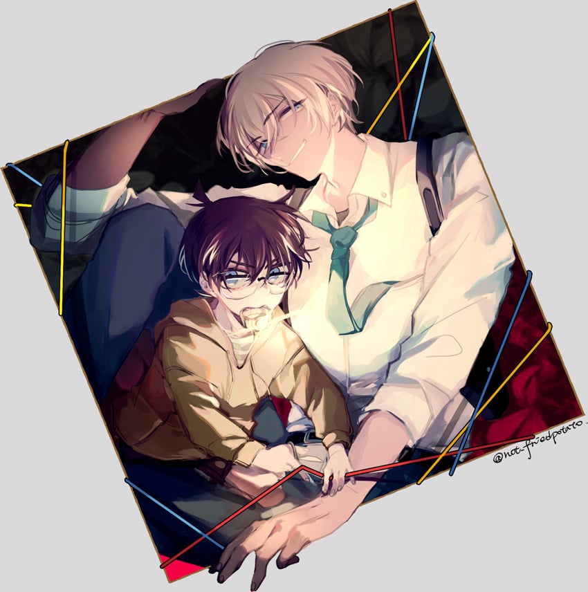 edogawa conan and amuro tooru (meitantei conan) drawn by jikei