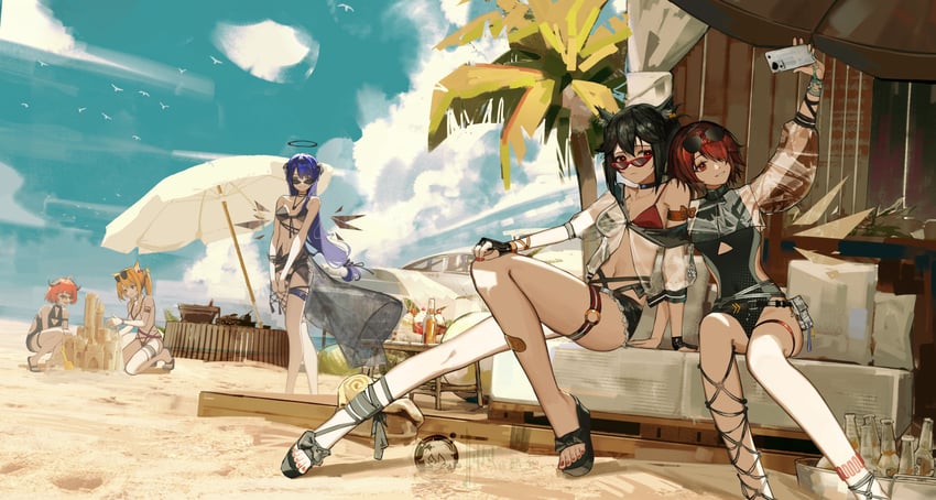 texas, exusiai, mostima, sora, and croissant (arknights) drawn by makinohara_ue