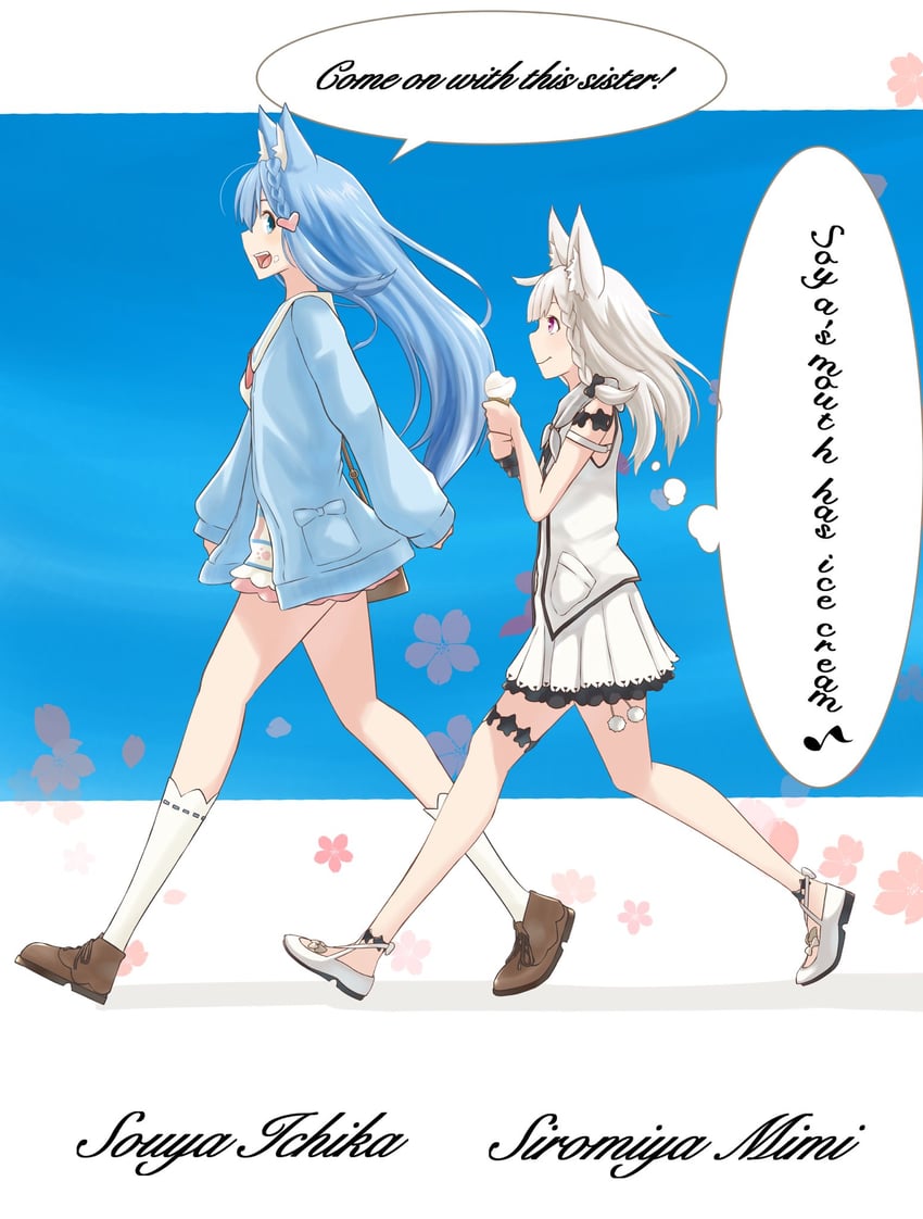 souya ichika and shiromiya mimi (nanashi inc. and 1 more) drawn by lovermoonlight
