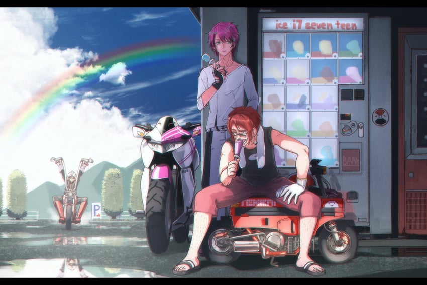 tenkai tsukasa, tendou moyashi, and dorset akahoshi (bans) drawn by ruru_ashihara