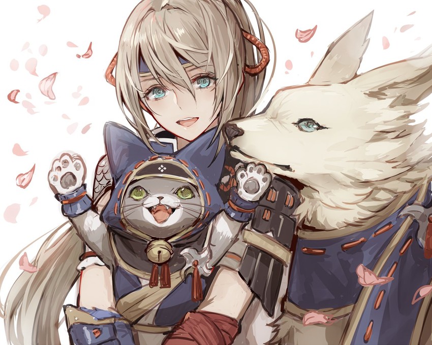 monster hunter, player palico, and canyne (monster hunter and 1 more) drawn by senano-yu