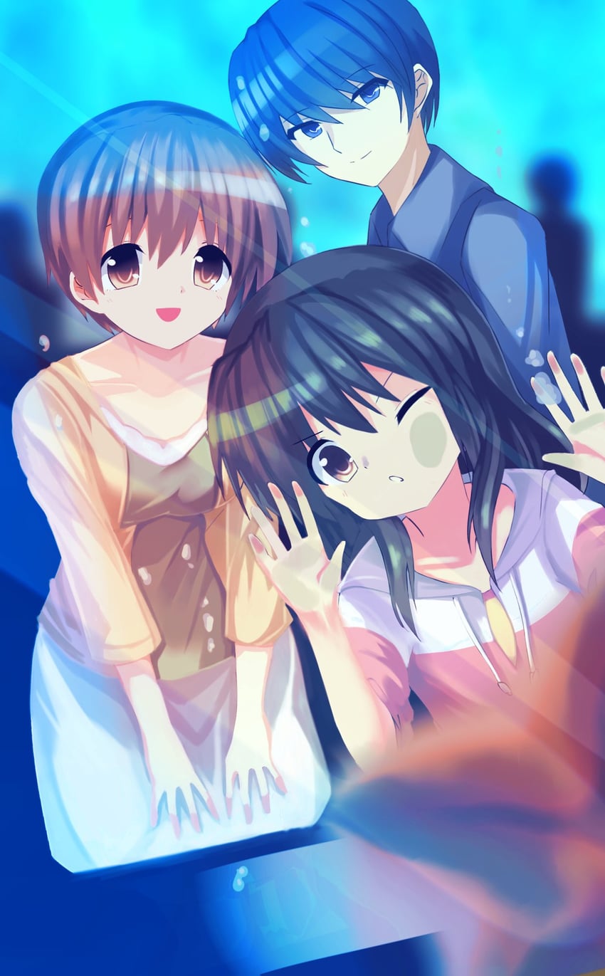 ibuki fuuko, ibuki kouko, and yoshino yuusuke (clannad) drawn by yoanium
