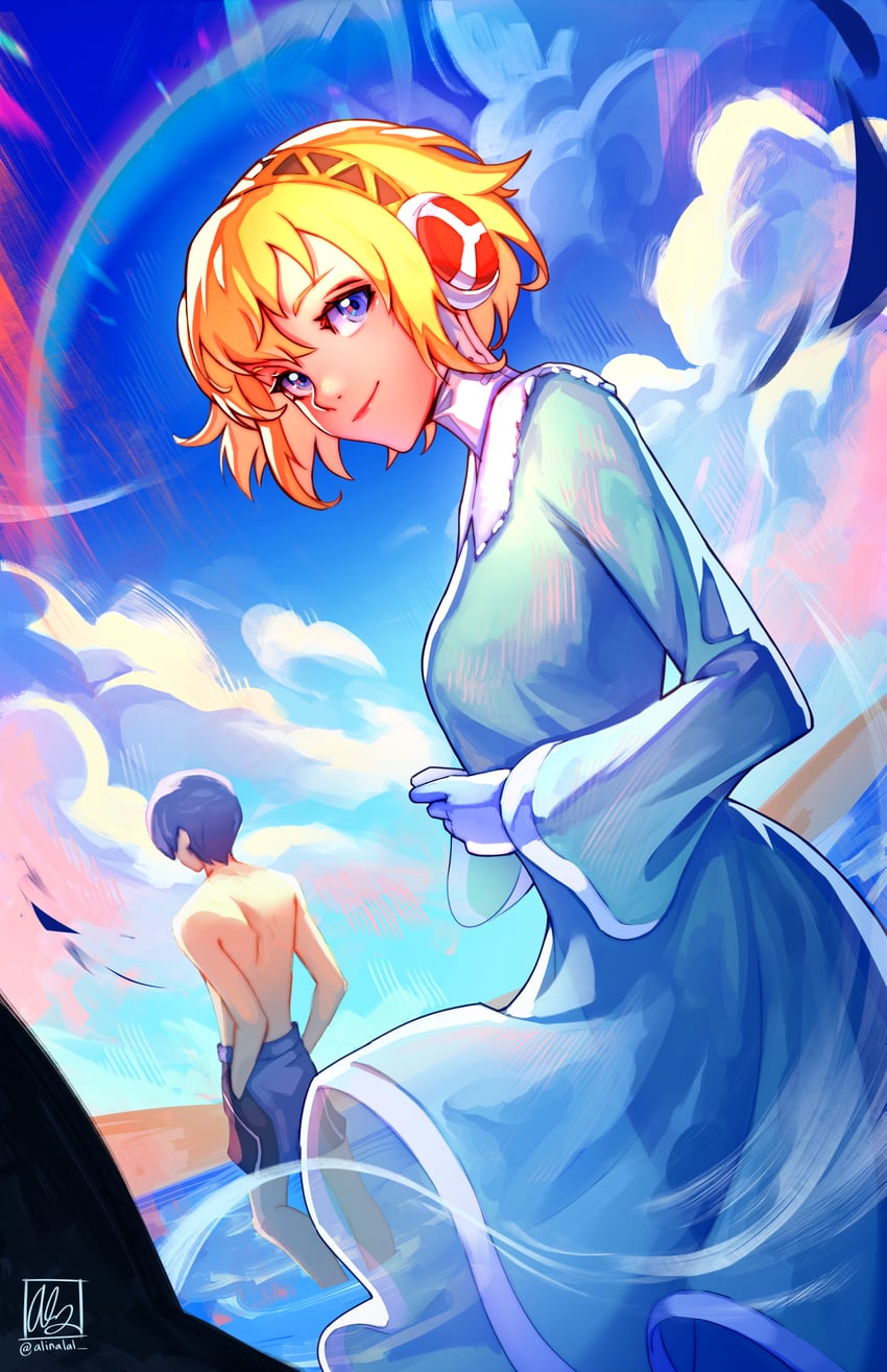 yuuki makoto and aigis (persona and 1 more) drawn by alina_l