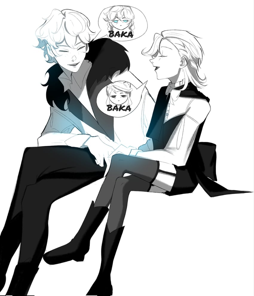 tartaglia and lyney (genshin impact) drawn by leaenil