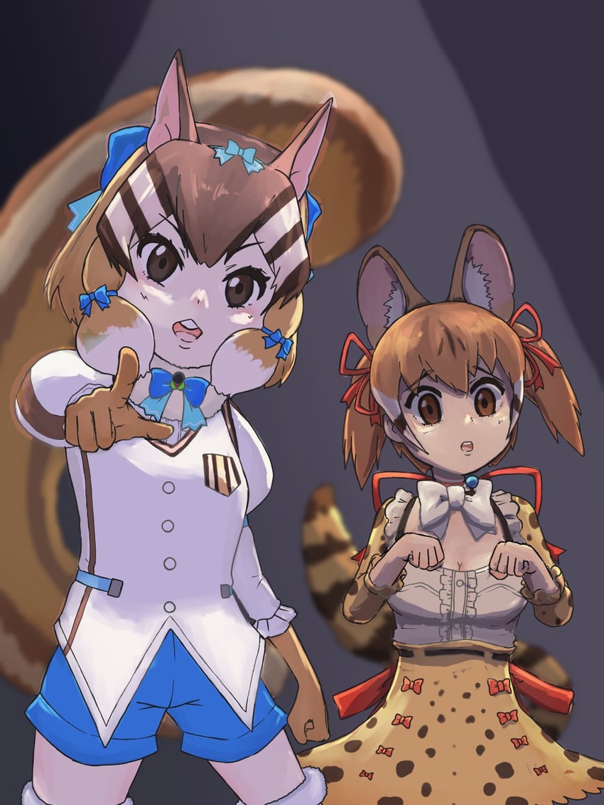 siberian chipmunk and large-spotted genet (kemono friends and 1 more) drawn by y0whqzz8bkslezl