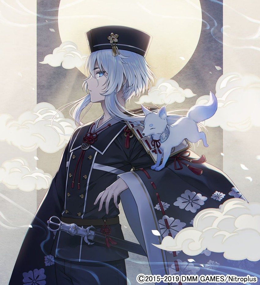hakusan yoshimitsu and hakusan yoshimitsu's fox (touken ranbu and 1 more) drawn by nekokan_masshigura