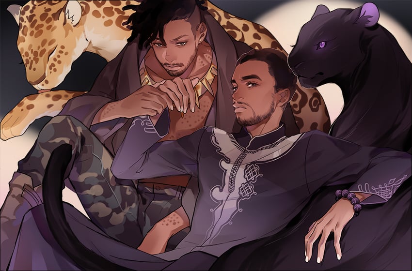 t'challa and killmonger (marvel and 2 more) drawn by kottie