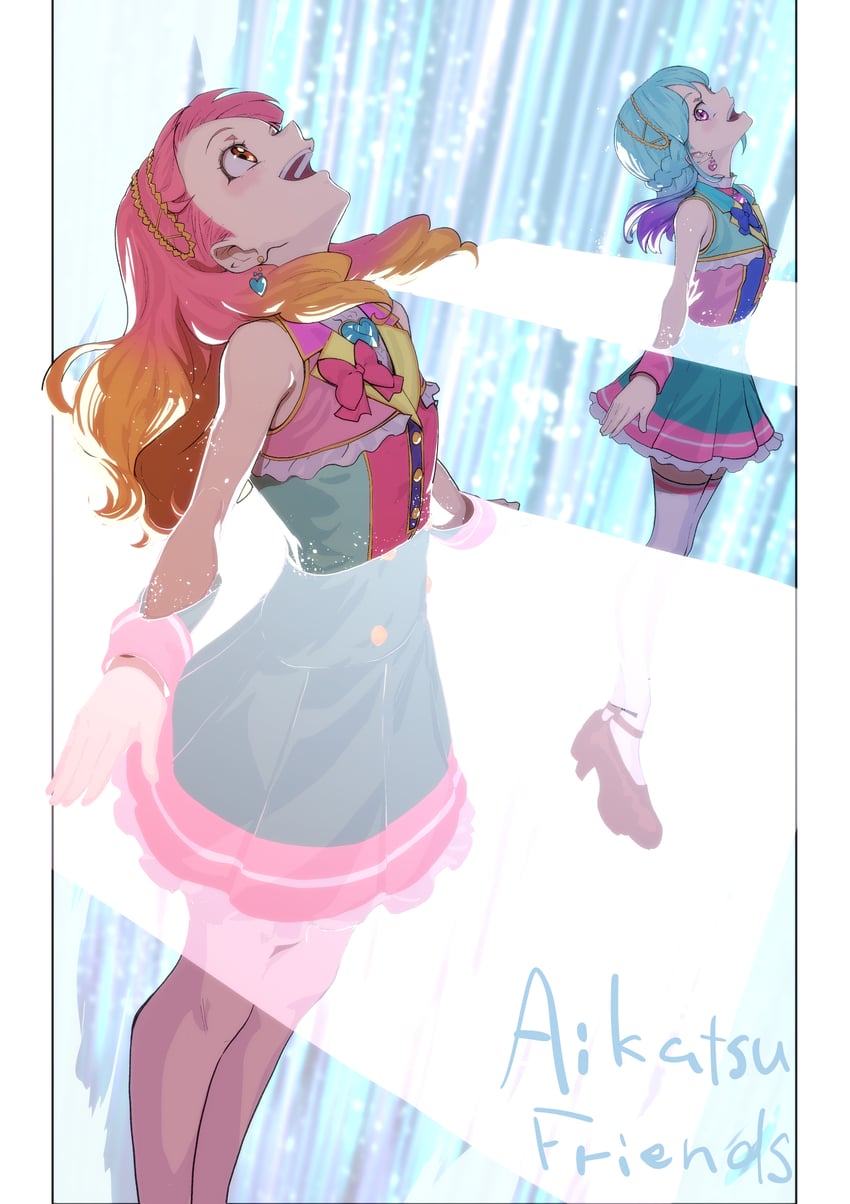 yuki aine and minato mio (aikatsu! and 1 more) drawn by galbi_(iouytuuyio)