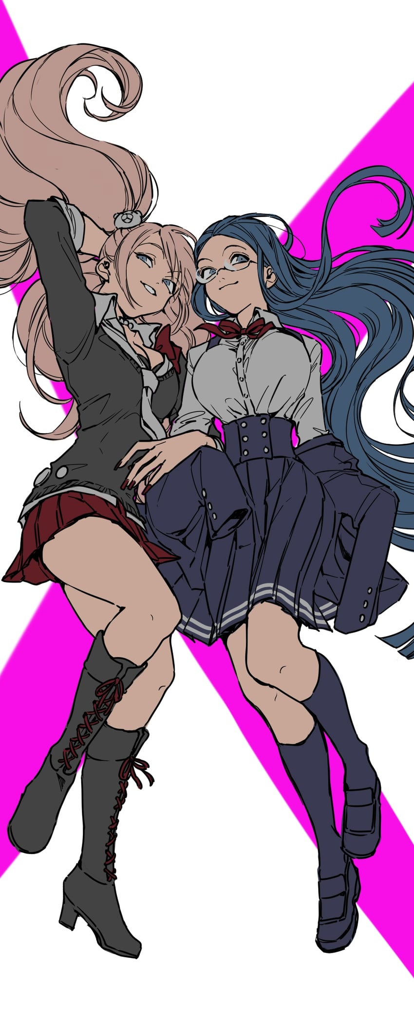 enoshima junko and shirogane tsumugi (danganronpa and 1 more) drawn by usukuchi_(hagi)