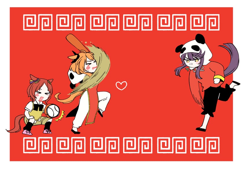 mayano top gun, narita brian, and sakura laurel (umamusume and 1 more) drawn by yonu_(yonurime)