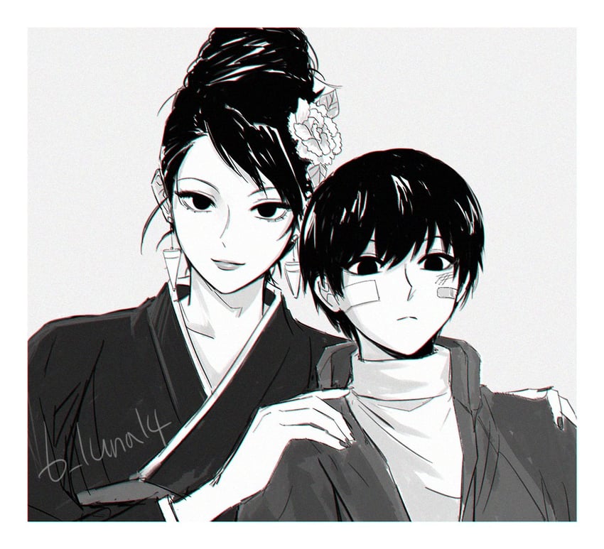 illumi zoldyck and kikyou zoldyck (hunter x hunter) drawn by boleum_(dgrpluna)