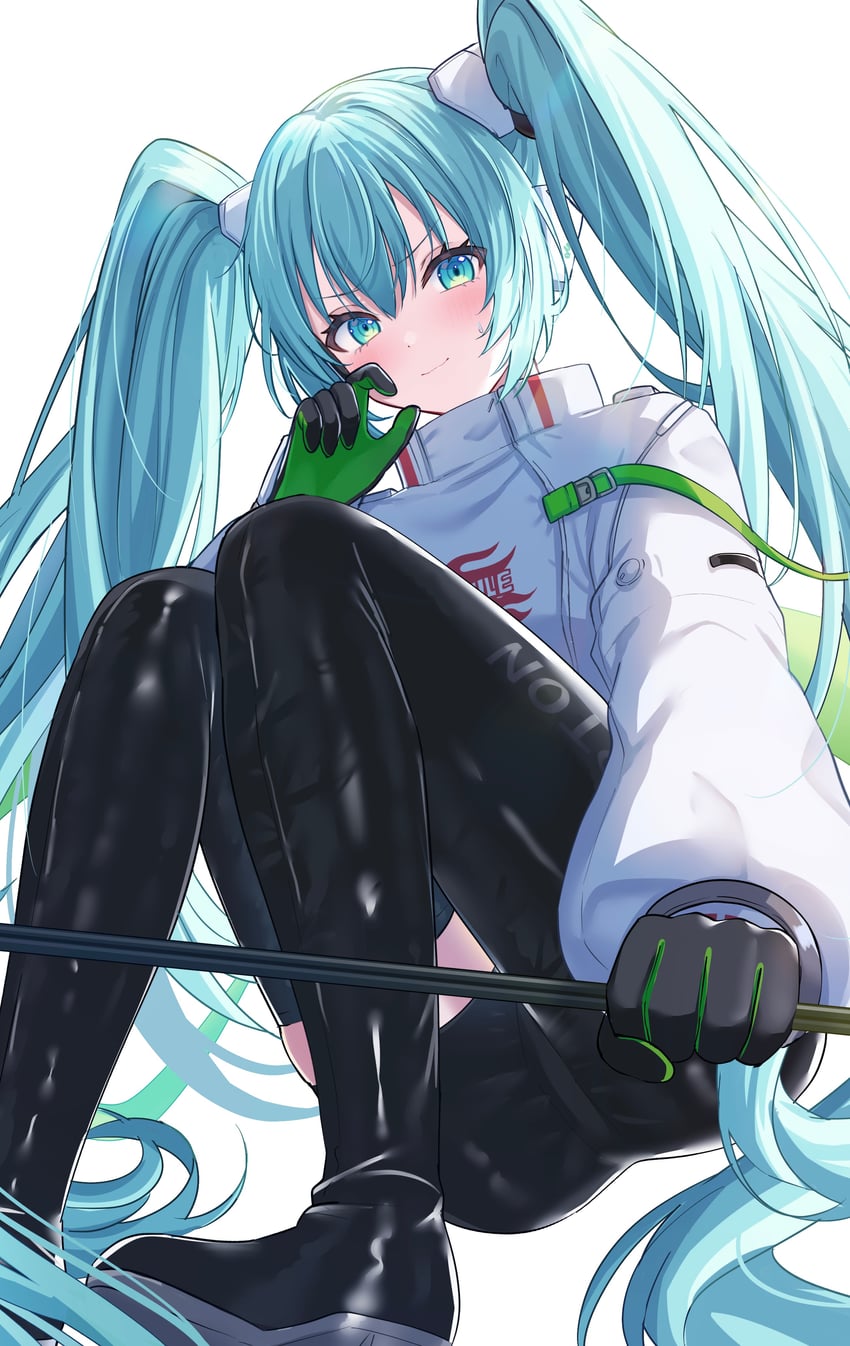 hatsune miku and racing miku (vocaloid and 1 more) drawn by shinzousan