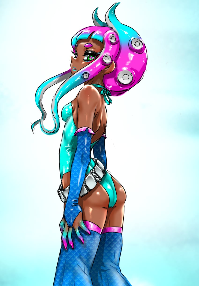 octoling player character and octoling girl (splatoon) drawn by koharu2.5