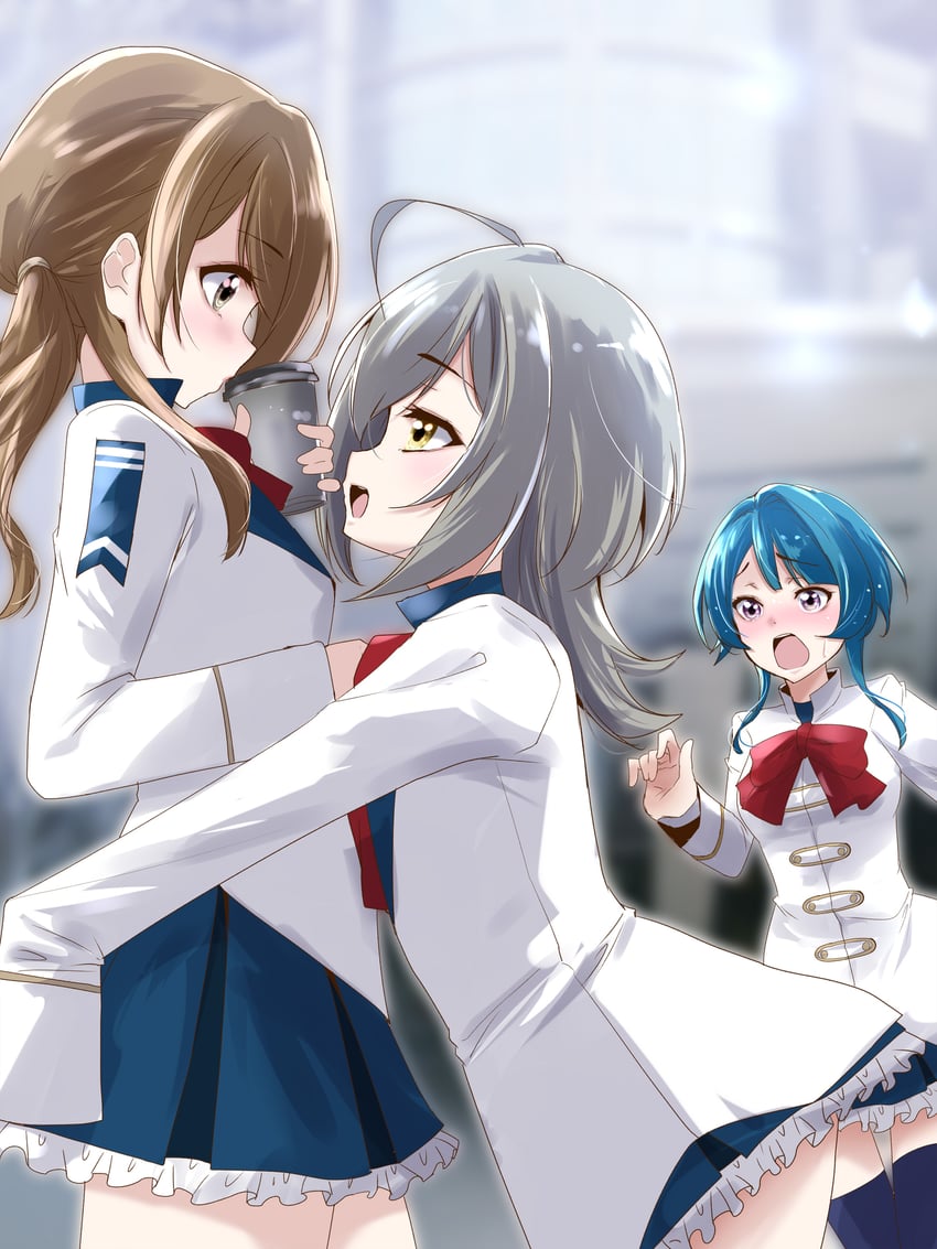 aizawa kazuha, sasaki ran, and iijima renka (assault lily) drawn by urutsu_sahari