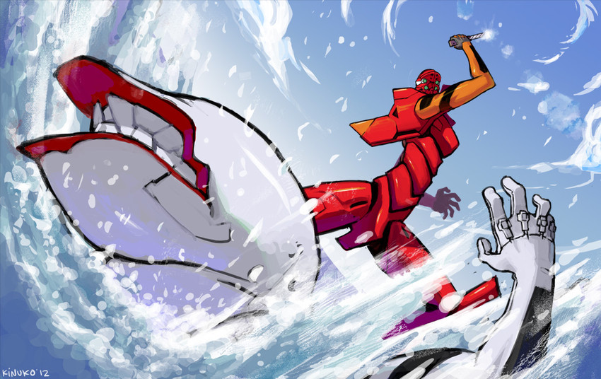 eva 02 and mass production eva (neon genesis evangelion and 1 more) drawn by kinuko_(kinucakes)