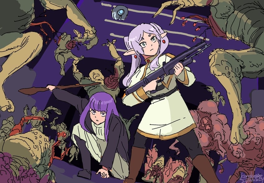 fern and 343 guilty spark (sousou no frieren and 2 more) drawn by kanokoga