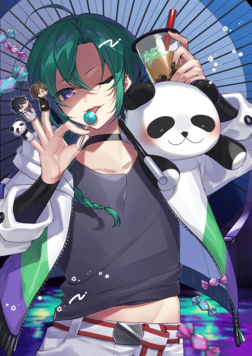 ryuushen, yumeoi kakeru, and kagami hayato (nijisanji) drawn by kan'yu_(citron_82)