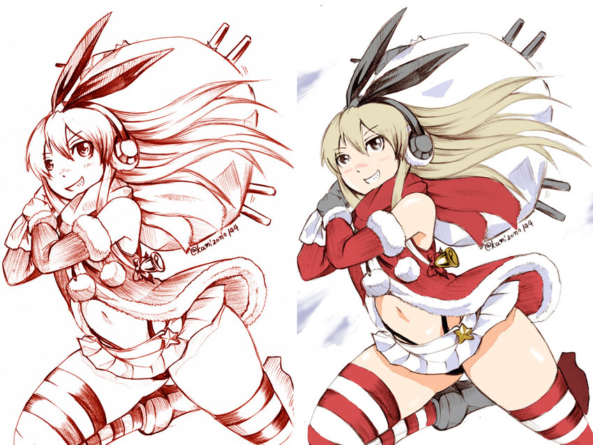 shimakaze and rensouhou-chan (kantai collection) drawn by kamizono_(spookyhouse)