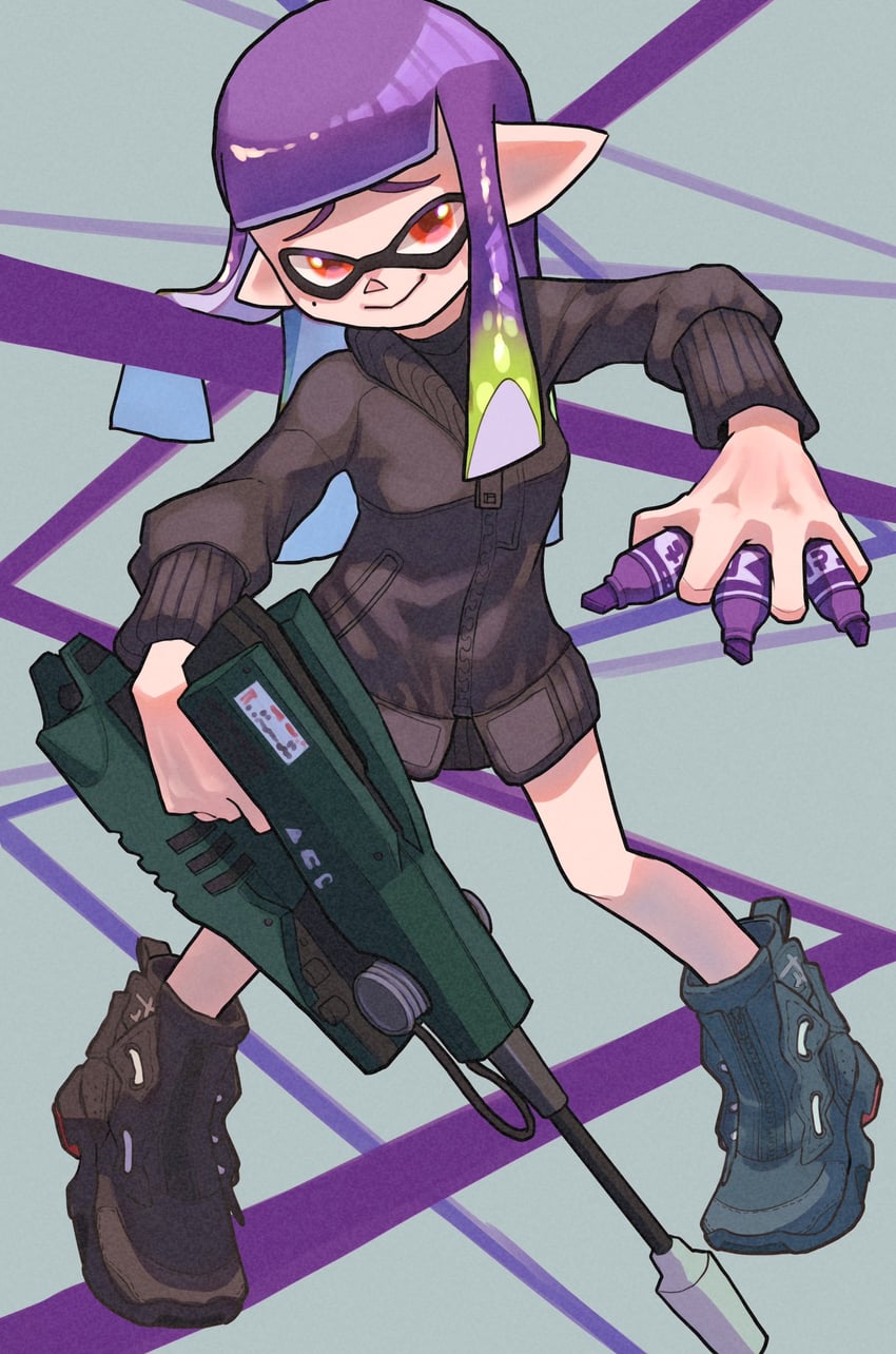 inkling player character and inkling girl (splatoon and 1 more) drawn by nastar_r0