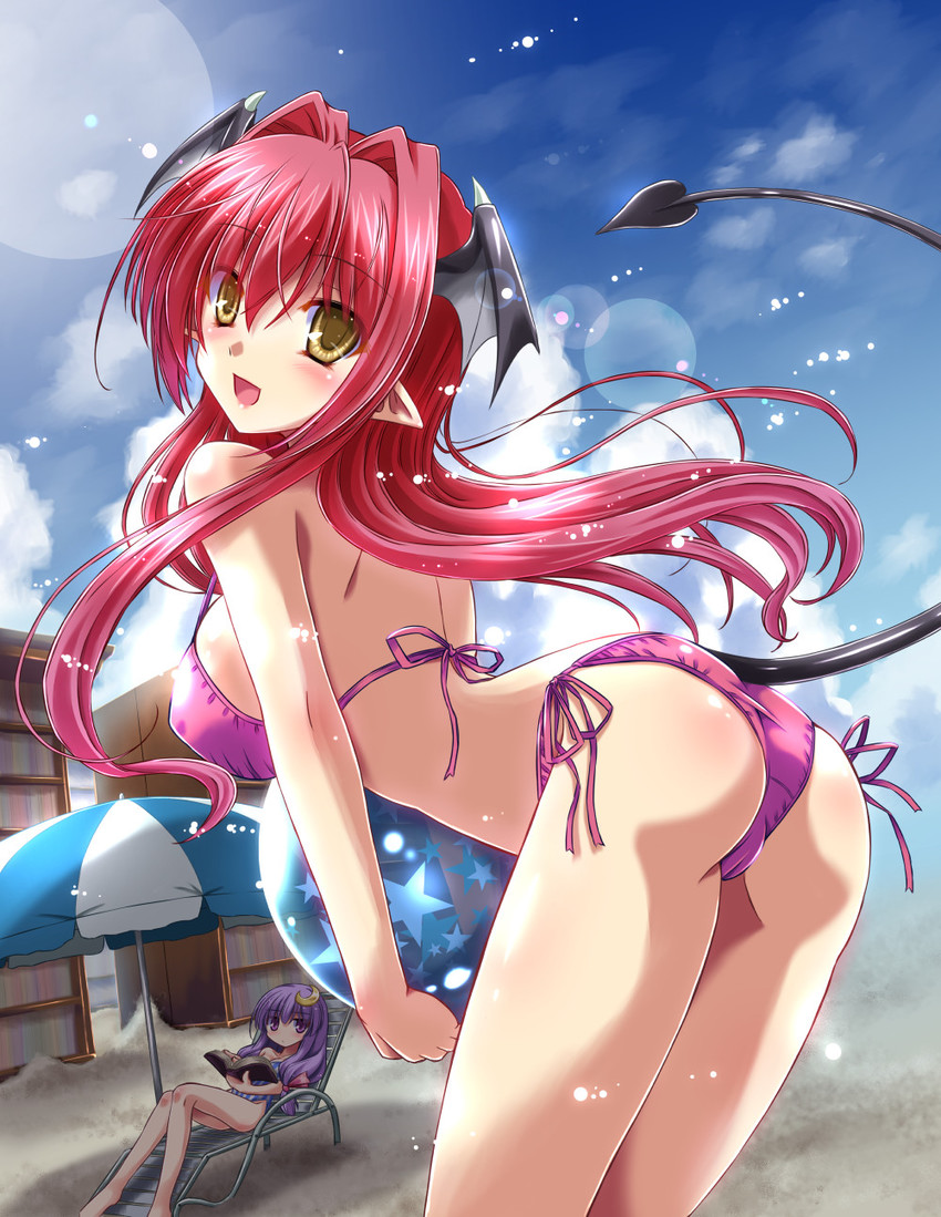 patchouli knowledge and koakuma (touhou) drawn by yamu_(reverse_noise)