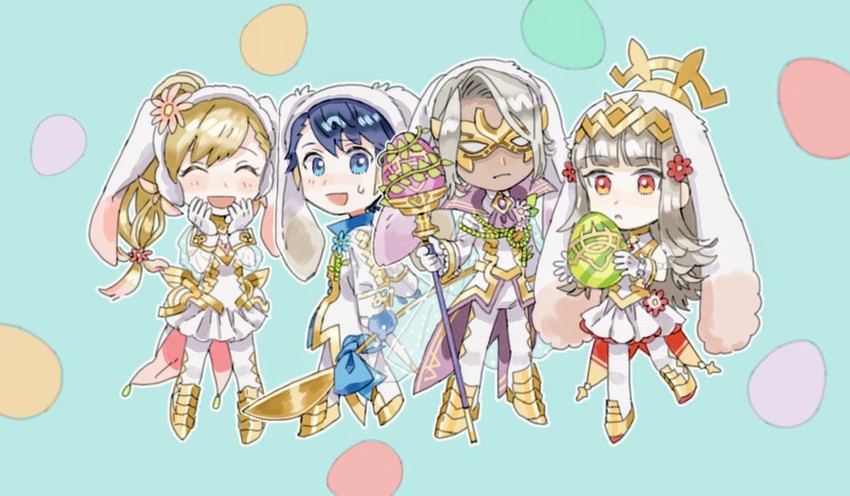 sharena, veronica, alfonse, and bruno (fire emblem and 1 more) drawn by tnka_3