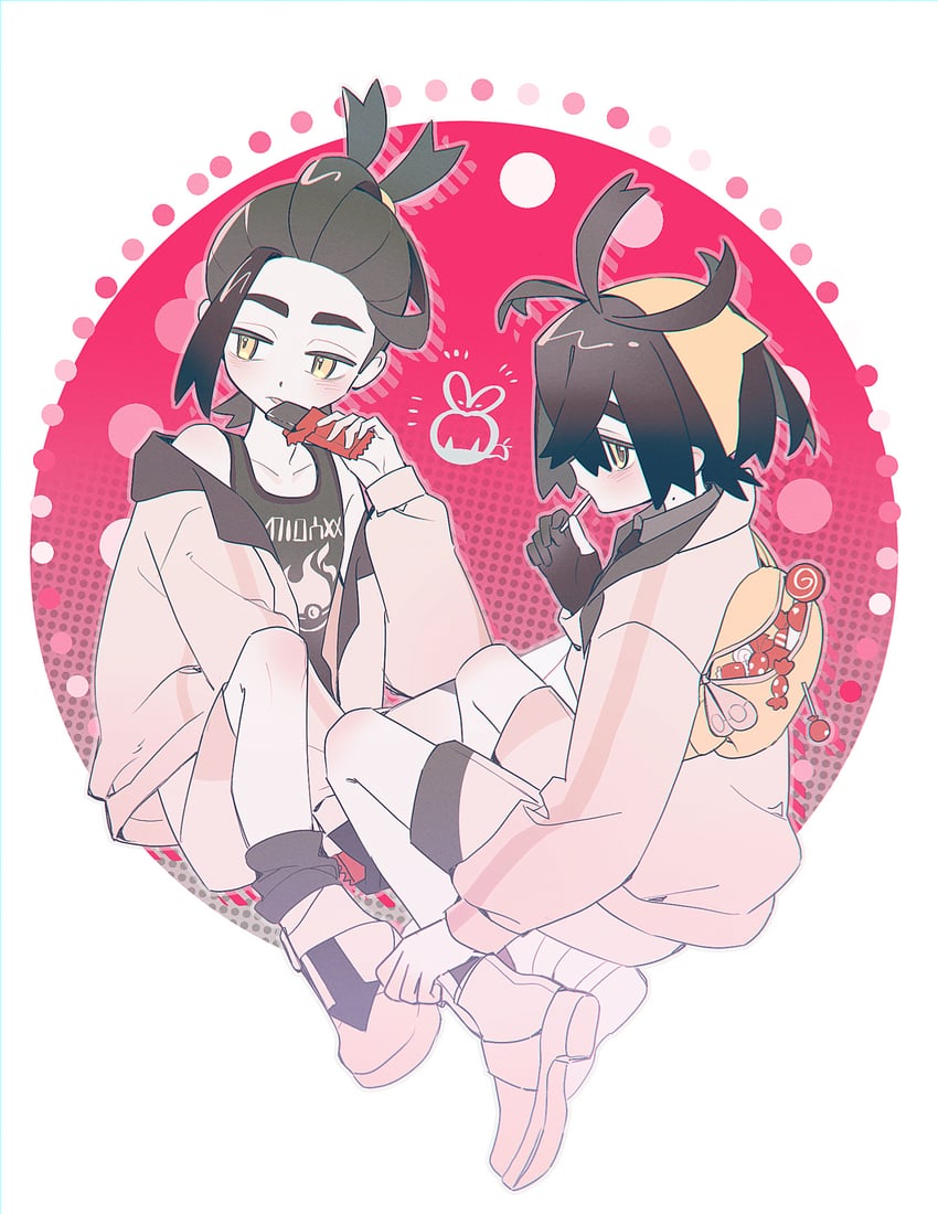 kieran and applin (pokemon and 1 more) drawn by habu_(seiho_1334)