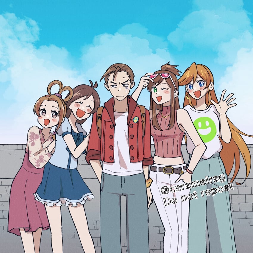 apollo justice, trucy wright, athena cykes, ema skye, and pearl fey (ace attorney and 1 more) drawn by caramelrag