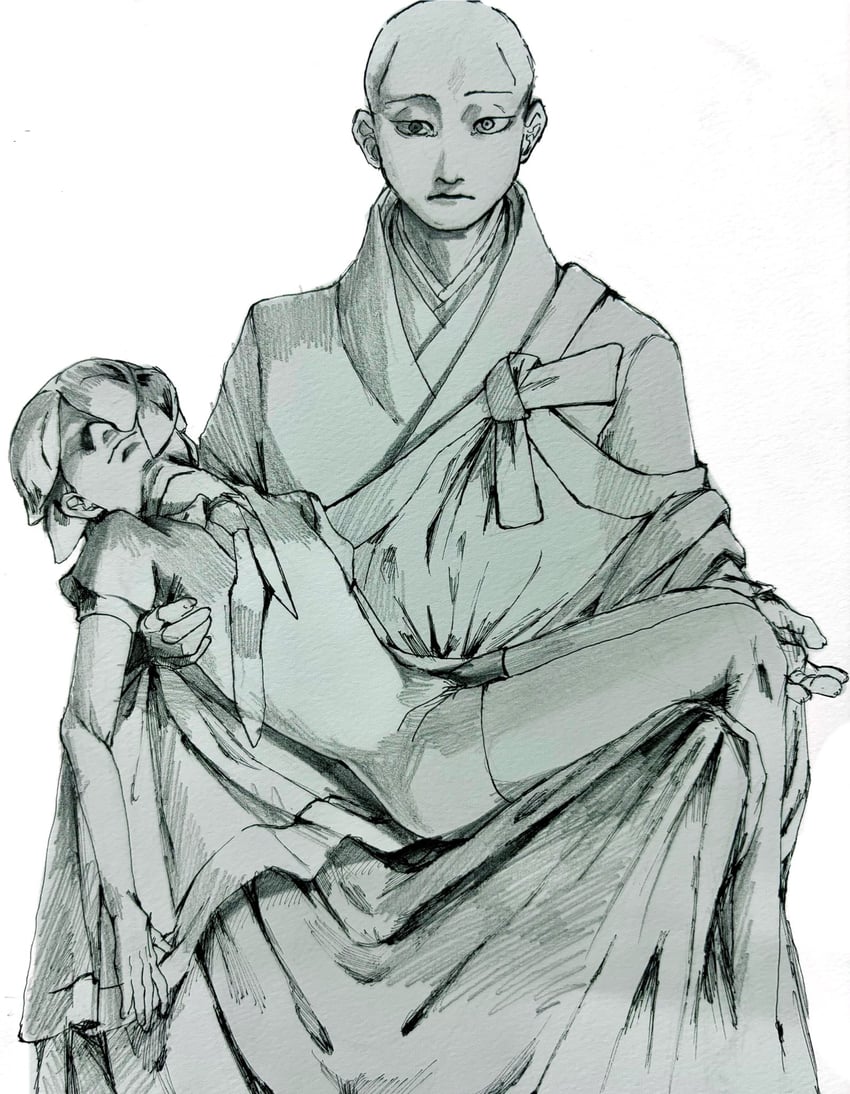 phosphophyllite and kongou sensei (houseki no kuni and 1 more) drawn by oekakiai2525