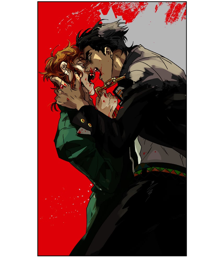 kujo jotaro and kakyoin noriaki (jojo no kimyou na bouken and 1 more) drawn by beet_(vhvt5535)