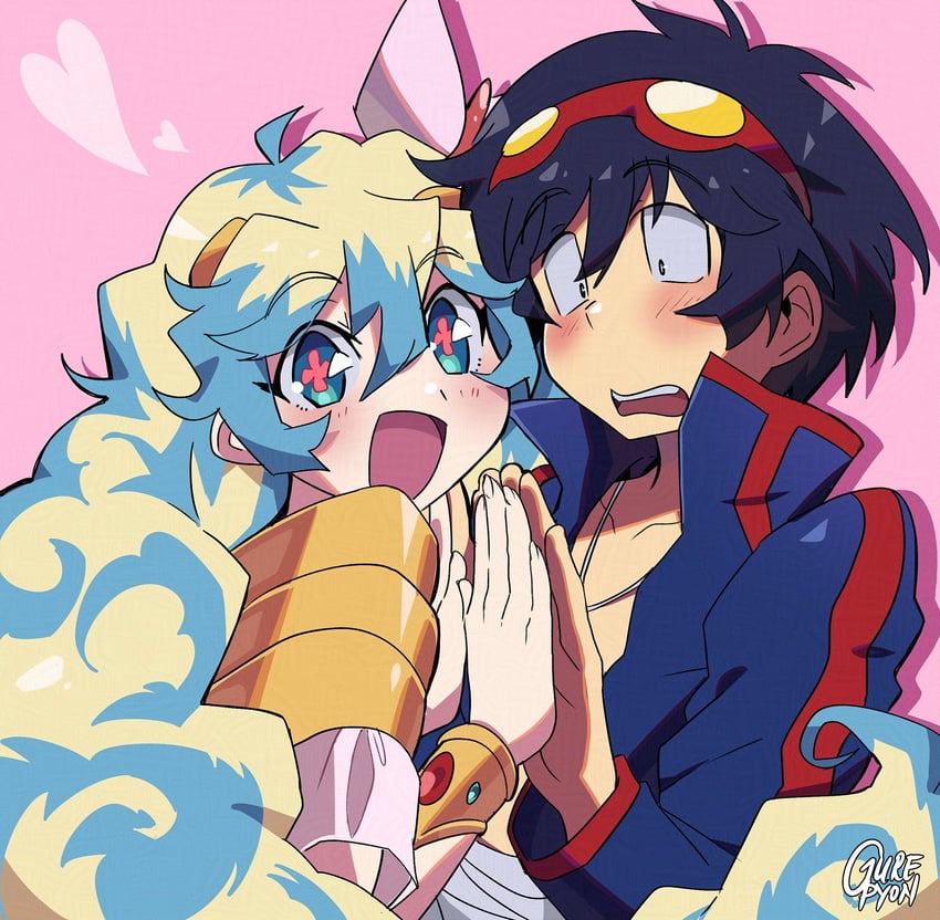 nia teppelin and simon (tengen toppa gurren lagann) drawn by gurepyon