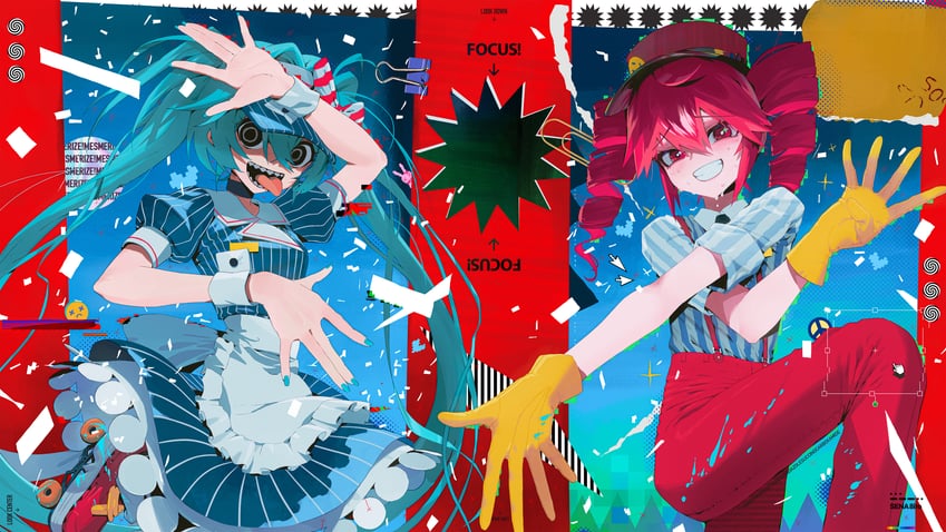 hatsune miku and kasane teto (vocaloid and 2 more) drawn by sena_8ito