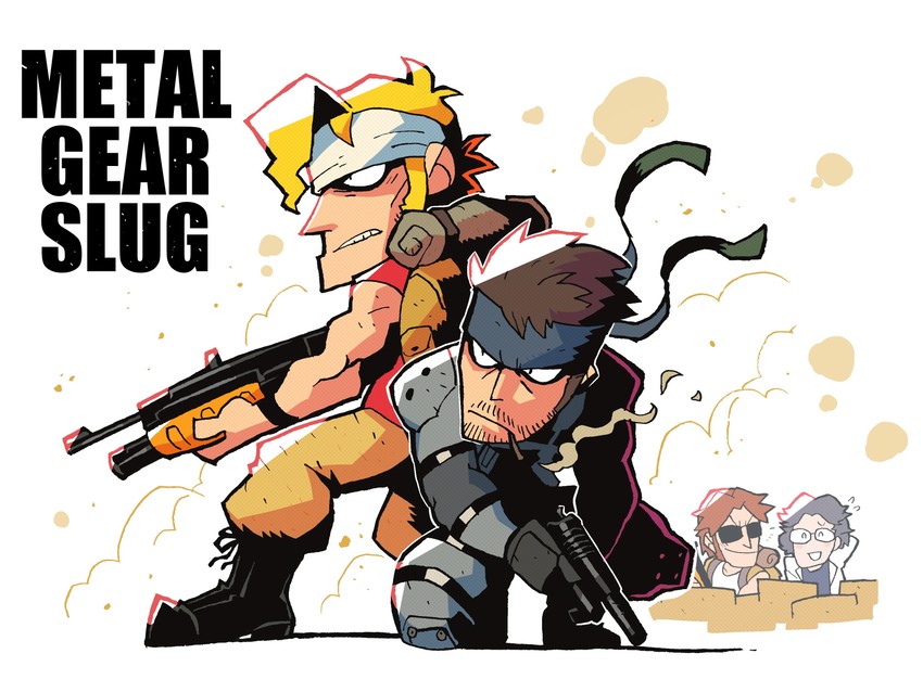 solid snake, marco rossi, hal emmerich, and tarma roving (metal gear and 1 more) drawn by rariatto_(ganguri)