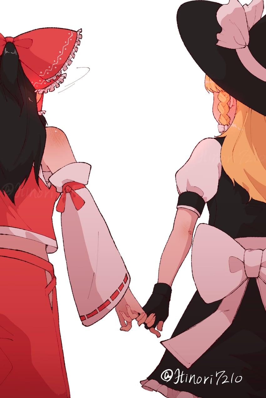 hakurei reimu and kirisame marisa (touhou) drawn by hinori7210