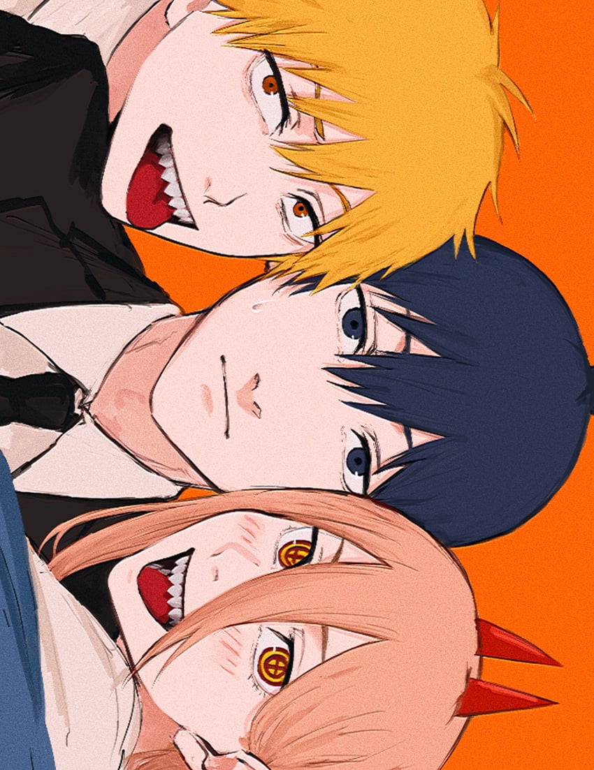 power, denji, and hayakawa aki (chainsaw man) drawn by raberu_ruru