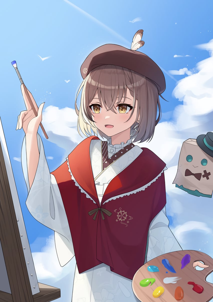 nanashi mumei and friend (hololive and 1 more) drawn by woogi