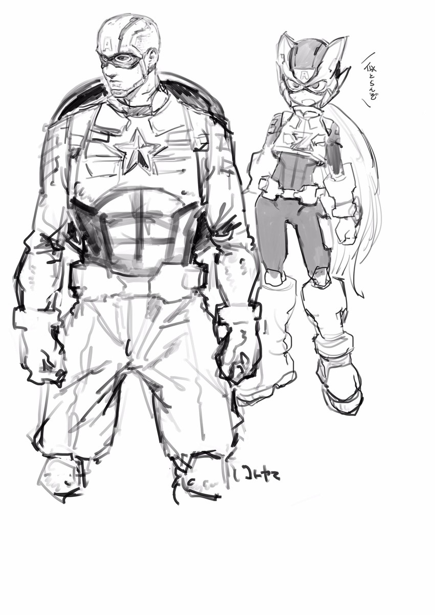 zero, zero(z), captain america, and captain america dancer (marvel and 5 more) drawn by kotoyama