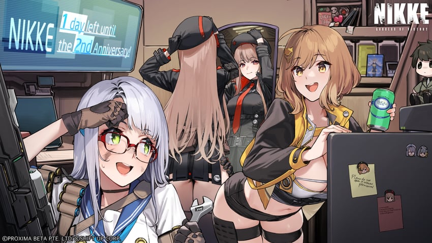 anis, rapi, commander, neon, and modernia (goddess of victory: nikke) drawn by 92m